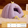 Small monster-shaped semi-enclosed cat kennel in yellow, made from PP cotton and bubble velvet