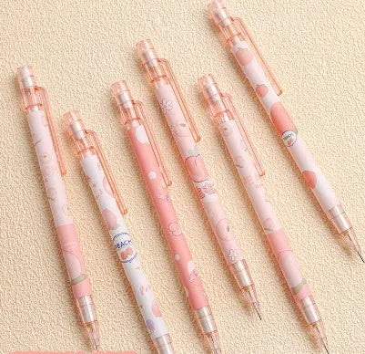 Peach automatic pencil press 0.5mm with 100 refills, plastic body, 15cm length