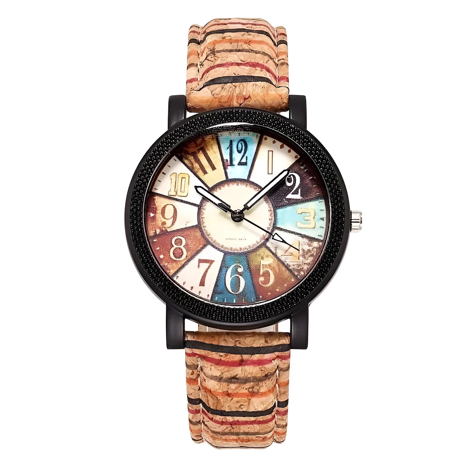 Women's vintage quartz wrist watch with 37mm round dial and leather strap