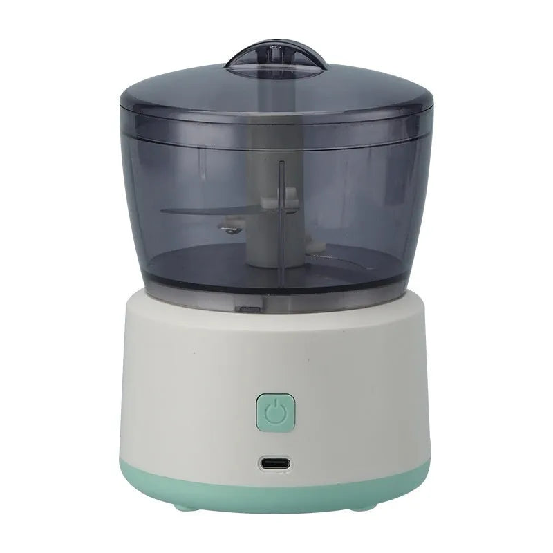 Mini meat grinder with 225ml transparent cup, stainless steel blade, anti-slip base, USB rechargeable, second generation white