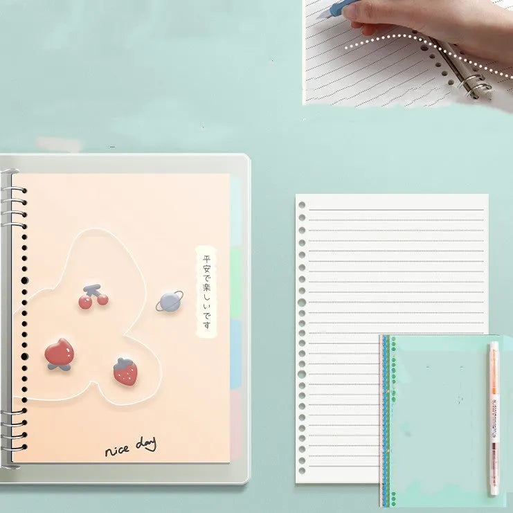 B5 hard cover loose-leaf notebook with detachable pages in 255x180mm size showing Daolin paper and colour pages