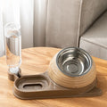Automatic pet water bowl set with elevated food dish for cats and small dogs