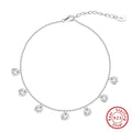 S925 silver round anklet in 14K gold colour, geometric links, women's all-matching fashion accessory