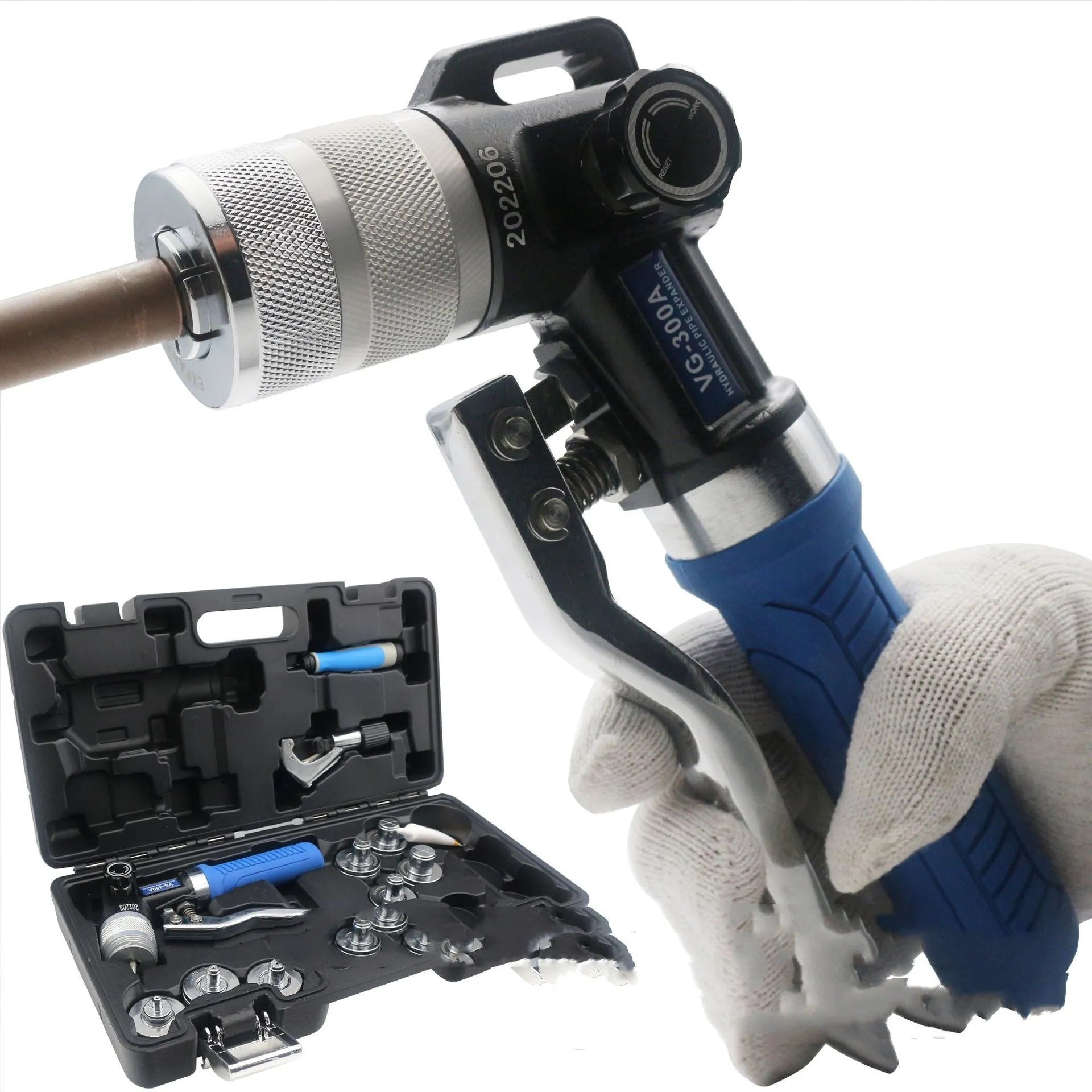 Hydraulic tube expander refrigeration tool with high-strength alloy steel construction in VG-300 style