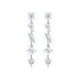 Pear-shaped moissanite drop earrings in 925 sterling silver with cold wind style on white background