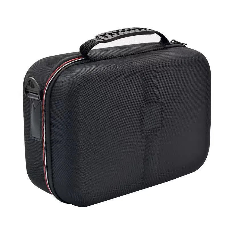 Black EVA hard shell game console accessory storage bag showing two size options.