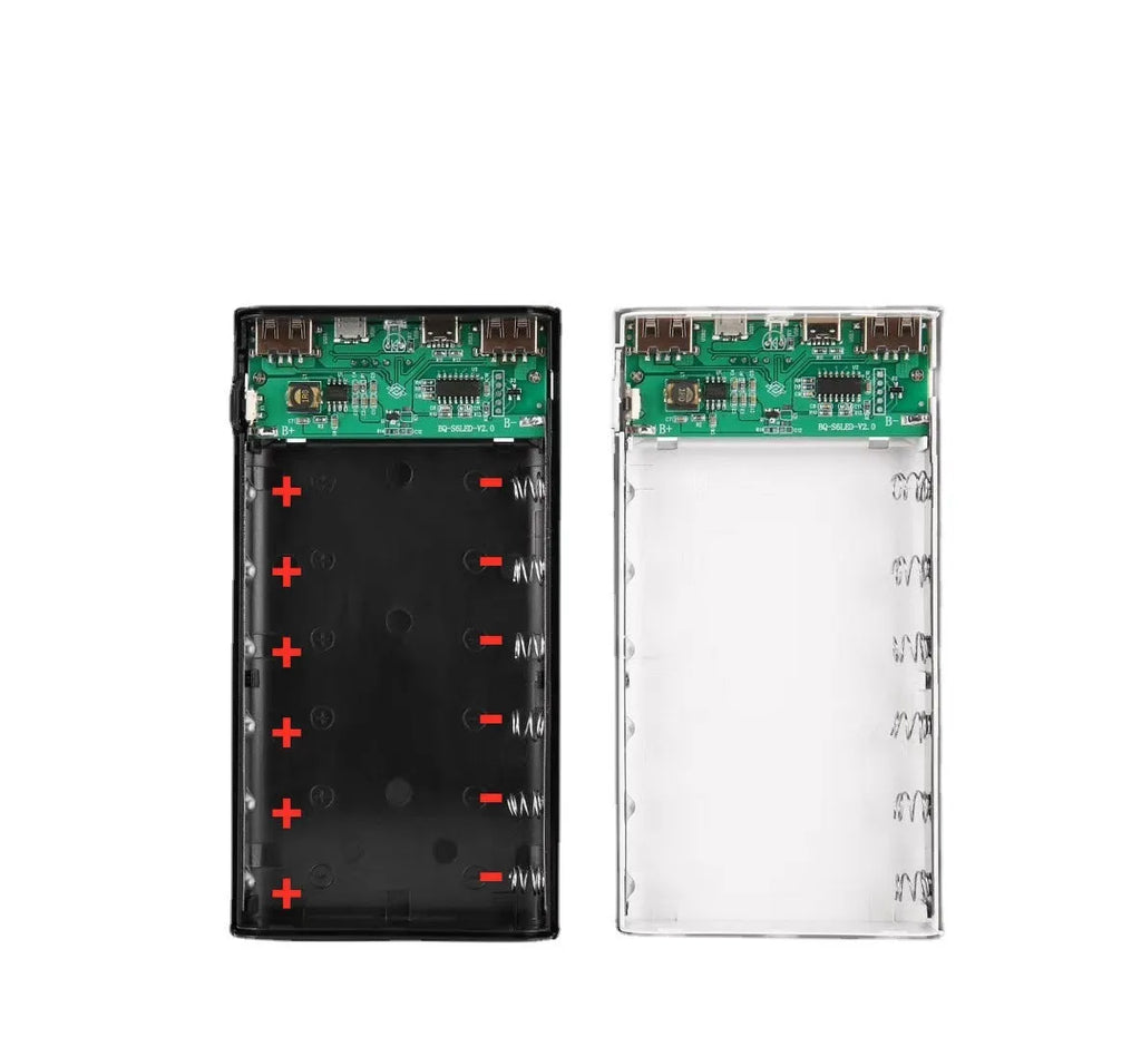 Power bank spring kit with black plastic shell, cylindrical aluminium case, multi-U port output, 45x76x22mm