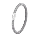 Titanium steel geometric wire bracelet with a magnetic clasp, shown in a silver tone.