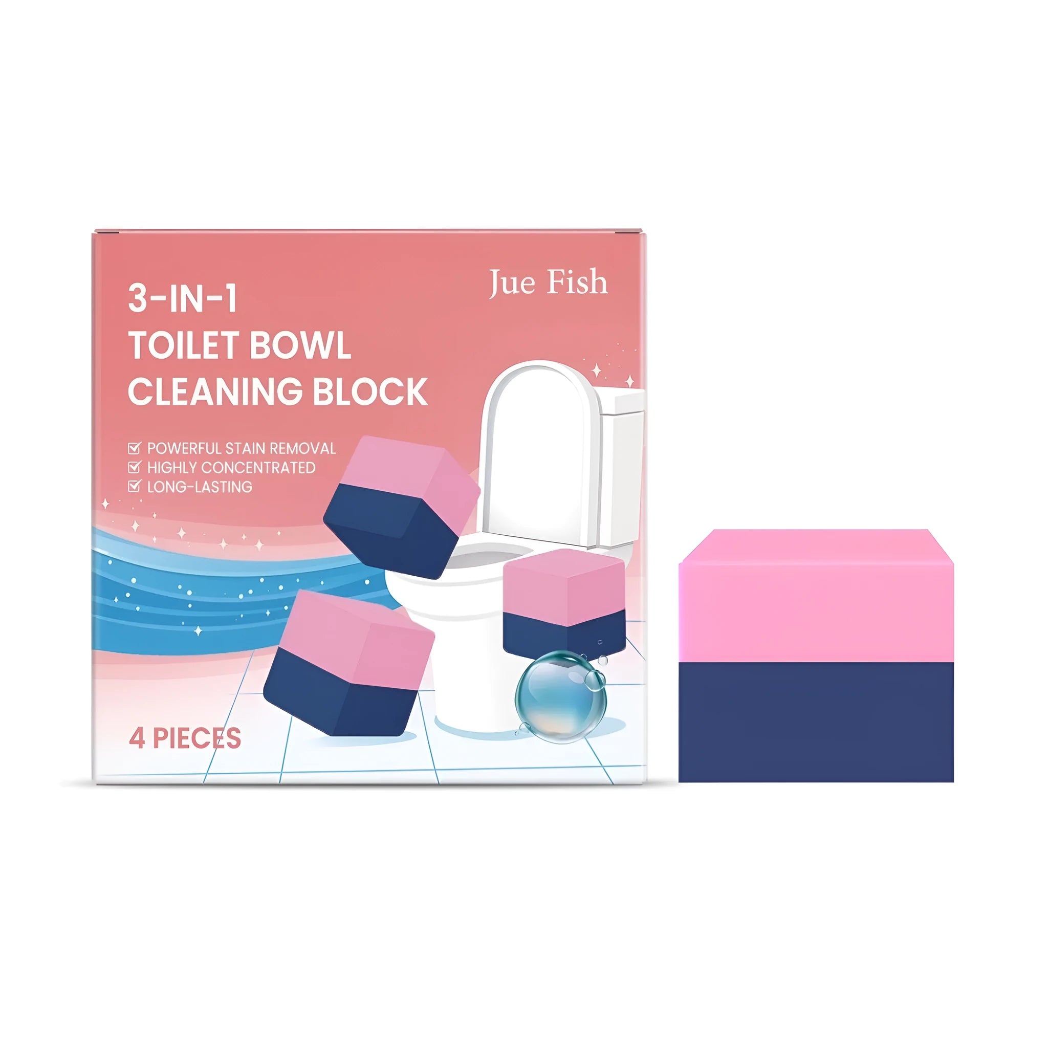 Pack of four triple-action toilet cleaning blocks for drop-in cistern tank cleaning