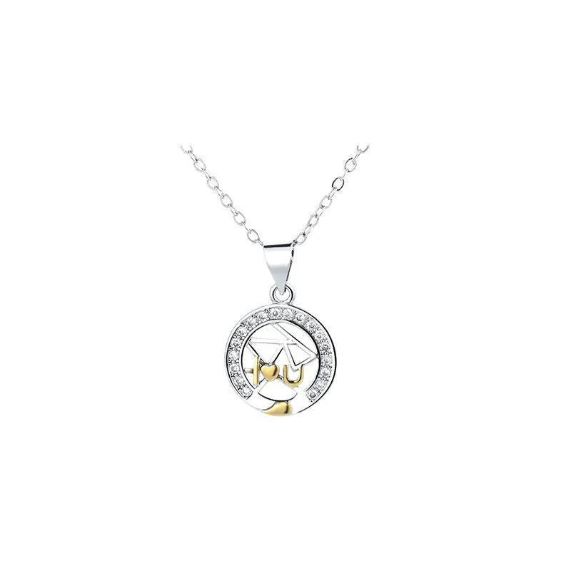 Sun moon tooth couple necklace with electroplated copper pendant and cross chain for men and women