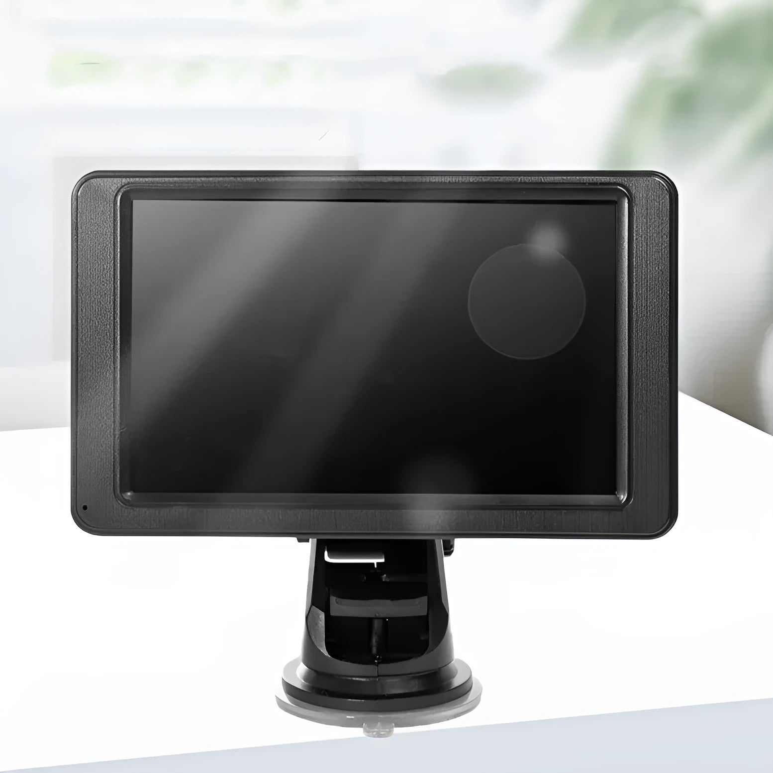 Black portable vehicle-mounted MP5 player with 7-inch LCD screen, front view