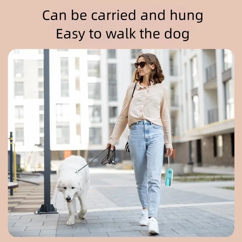 Portable dog water bottle with foldable drinking bowl in blue colour