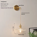 Copper retro wall lamp with a glass lotus shade in one of six colour options.