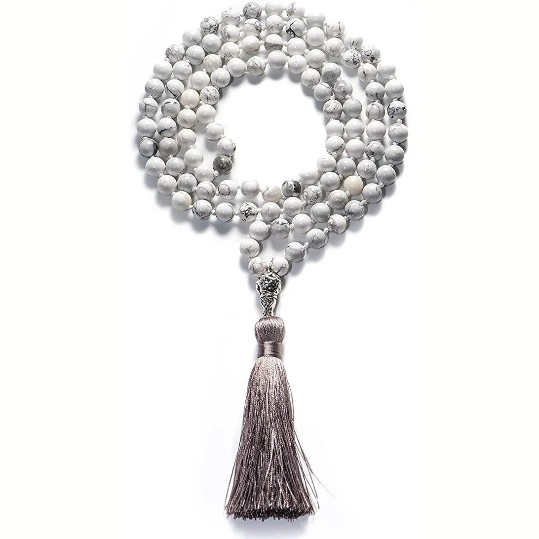 108 beaded natural stone bracelet, round 8mm beads, unisex bohemian style, available in multiple colours