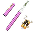 Compact telescopic pen fishing rod and reel kit collapsed to 20.5cm, shown with gold aluminium case.
