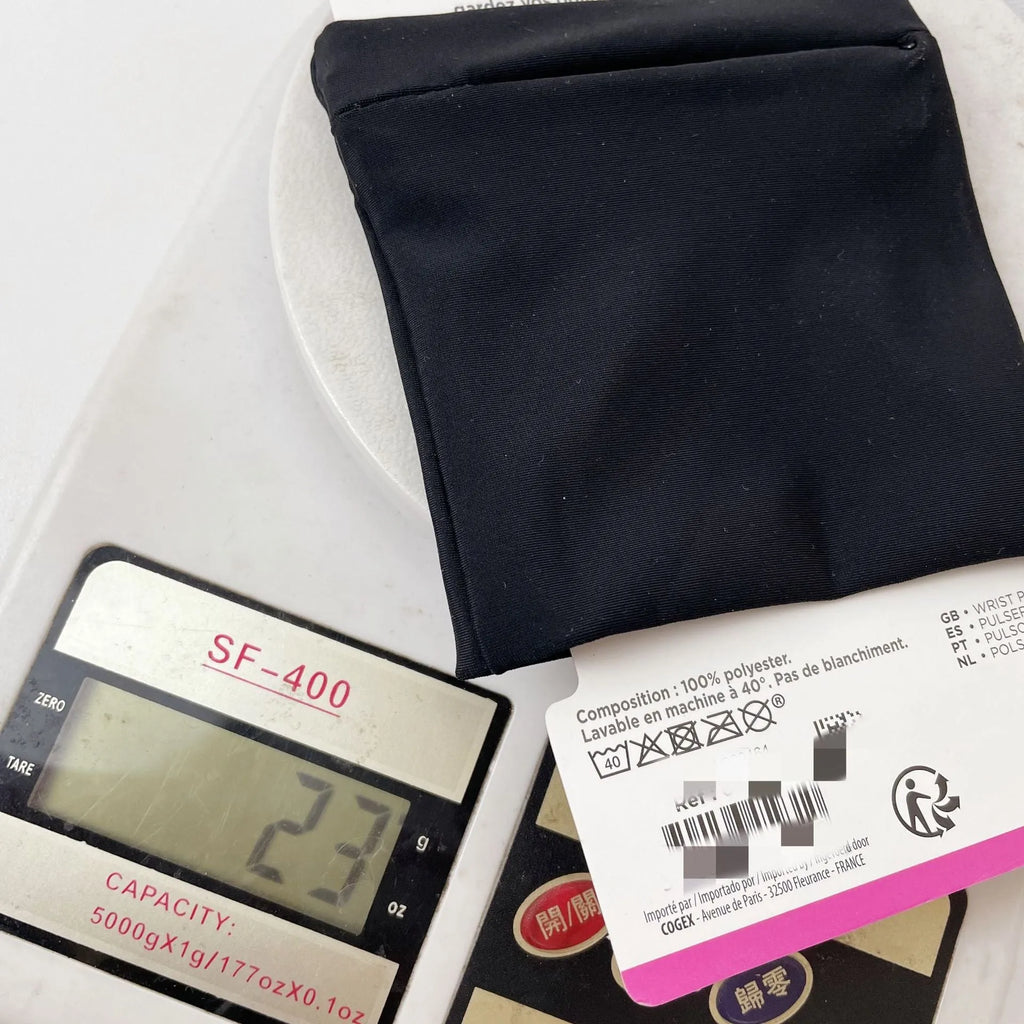 Wrist bag armband sleeve showing 10 x 10.5 cm dimensions for mobile phone storage