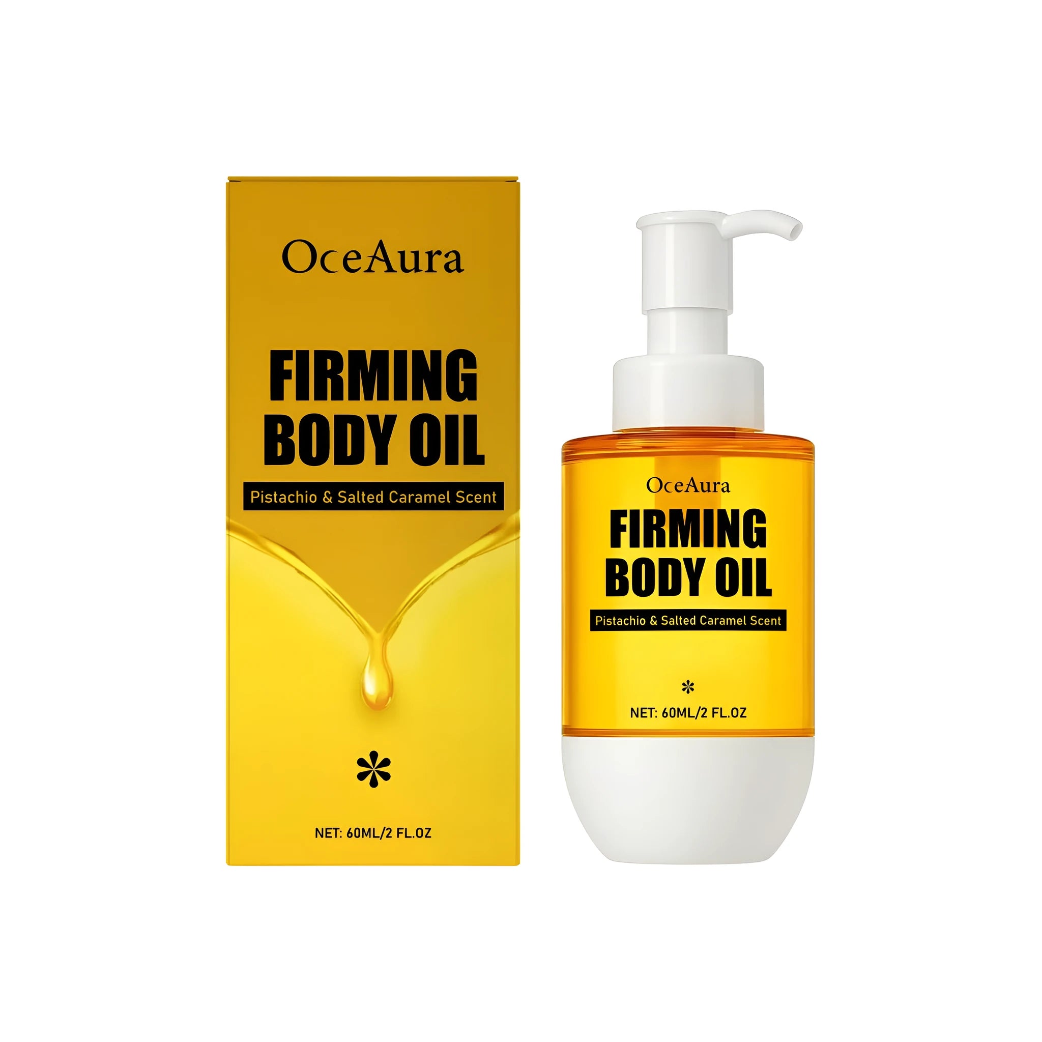 60ml bottle of tightening and wrinkle resistant body oil with a blend of six ingredients including Vitamin E.