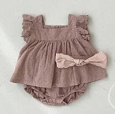 Girls' infant cotton lace vest and bulky underpants two-piece set in white, suitable for 66cm to 100cm height