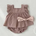 Girls' infant cotton lace vest and bulky underpants two-piece set in white, suitable for 66cm to 100cm height