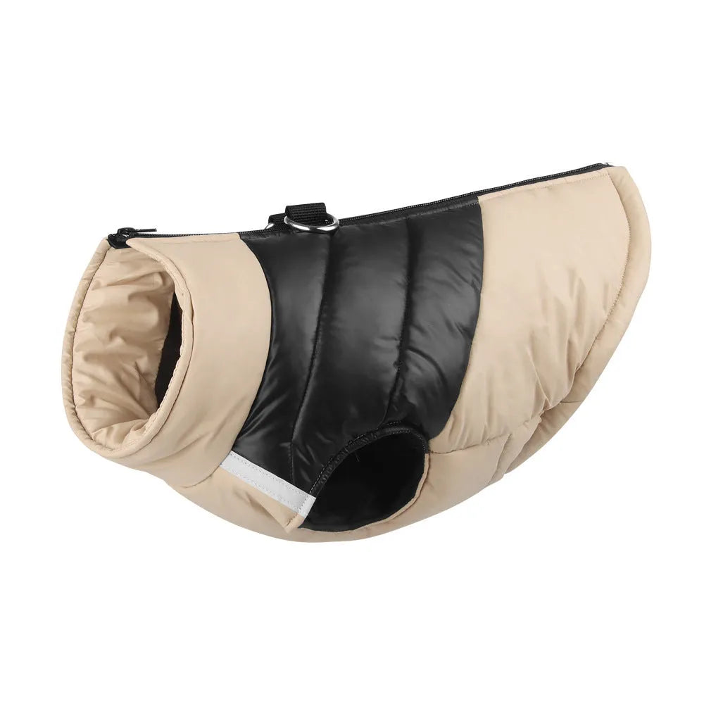 Waterproof dog padded vest zipper jacket for small medium large dogs, black red colour, side view