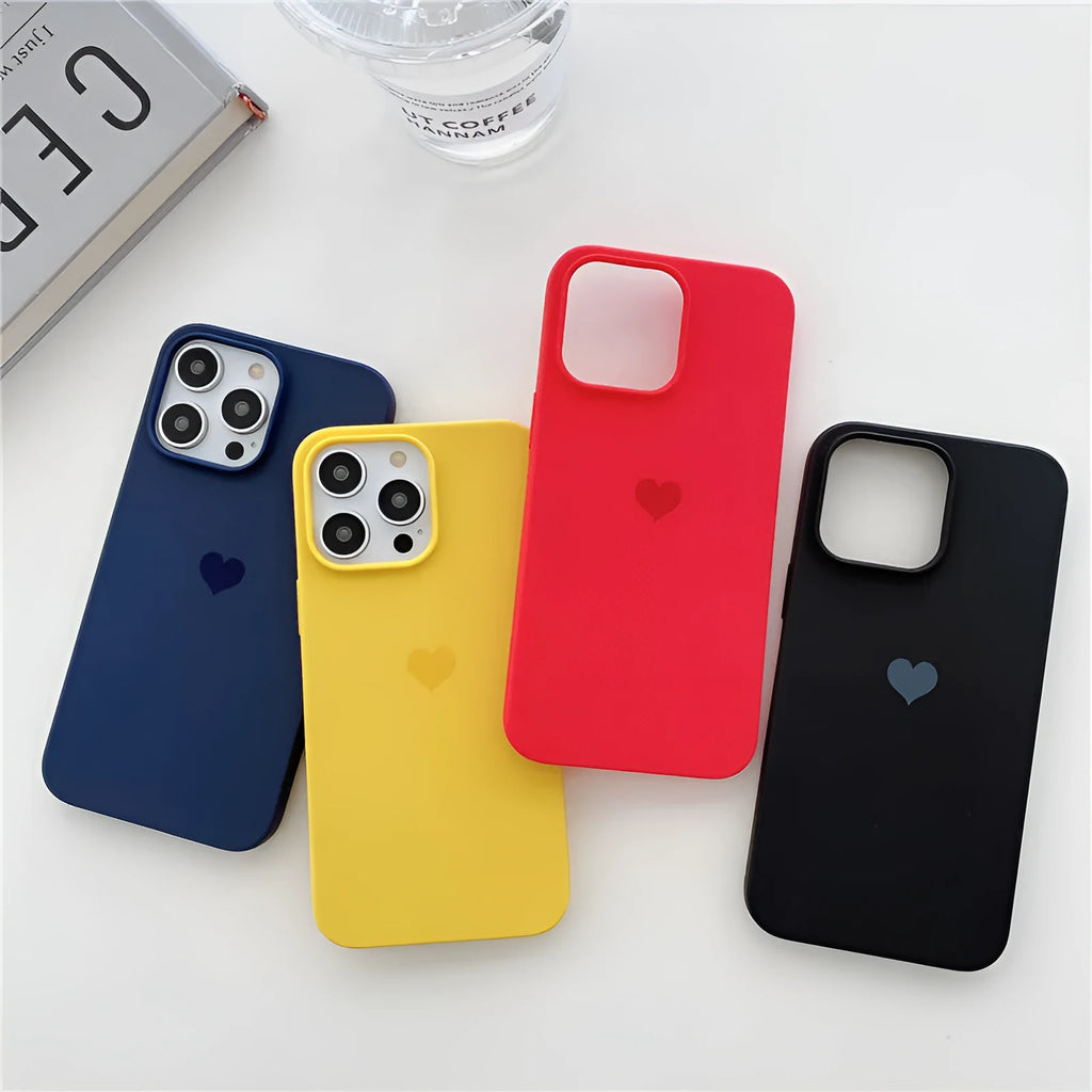 Frosted TPU phone case with love pattern for iPhone in Antique White, Black or Blue