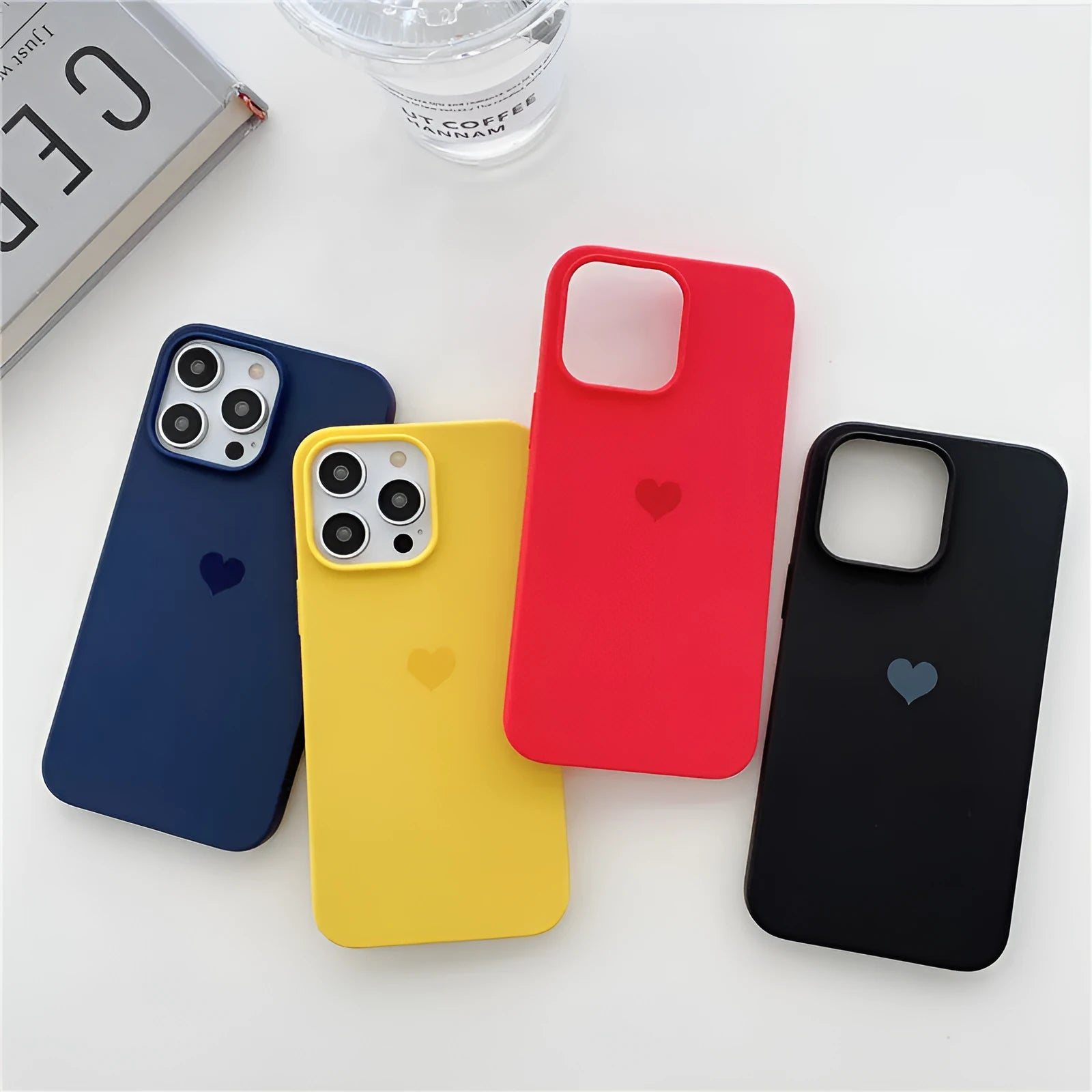 Frosted TPU phone case with love pattern for iPhone in Antique White, Black or Blue