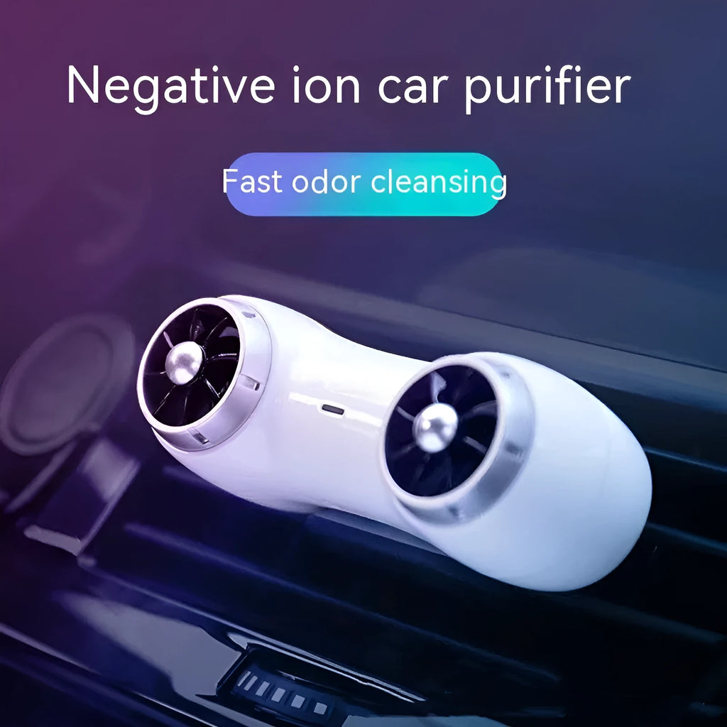 Car mute anion purifier vehicle-mounted air cleaner black colour ABS PP silicone 88x32x35mm