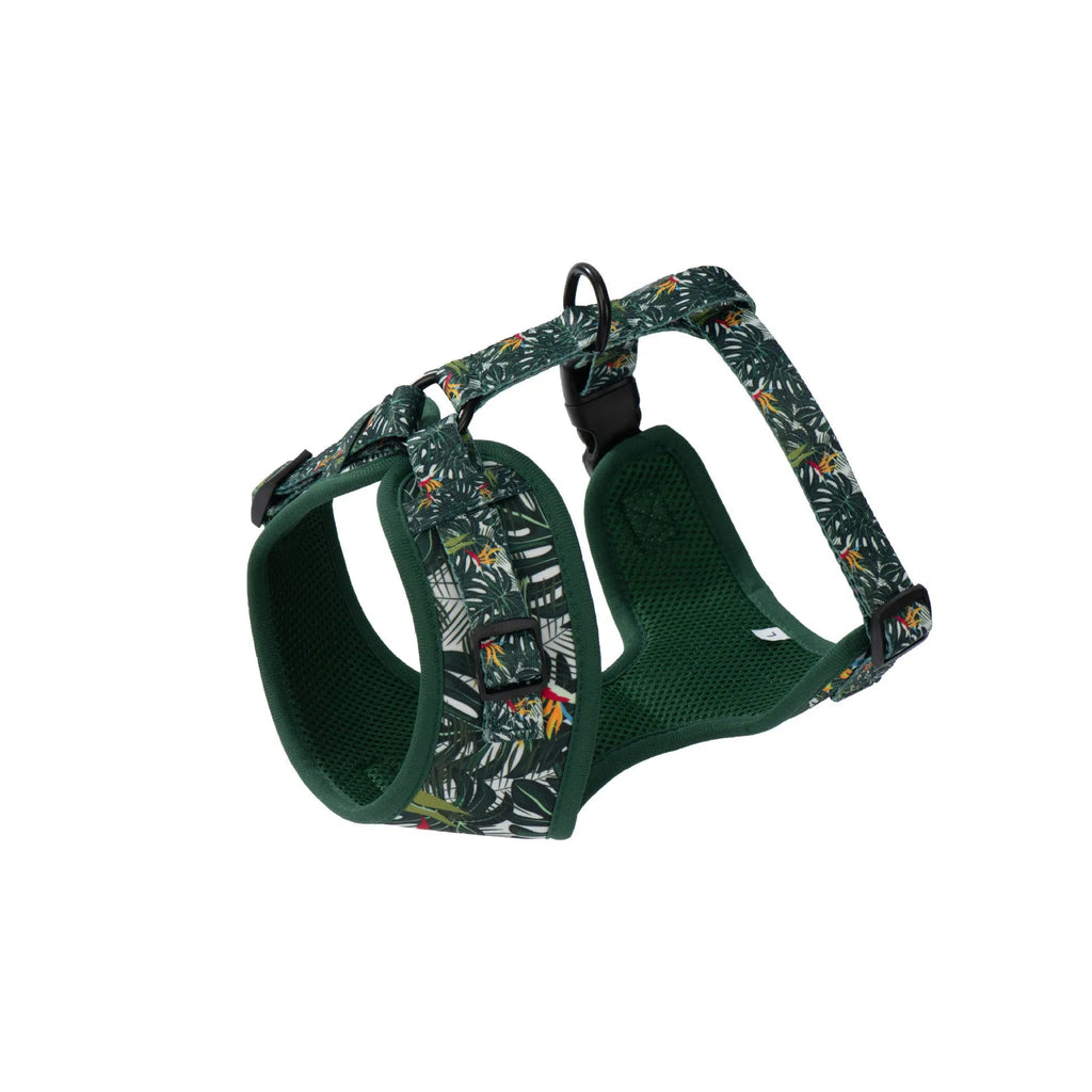 Six-piece adjustable dog harness set with waste bag and decorative accessories in cloth material