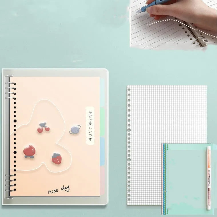 B5 hard cover loose-leaf notebook with detachable pages in 255x180mm size showing Daolin paper and colour pages