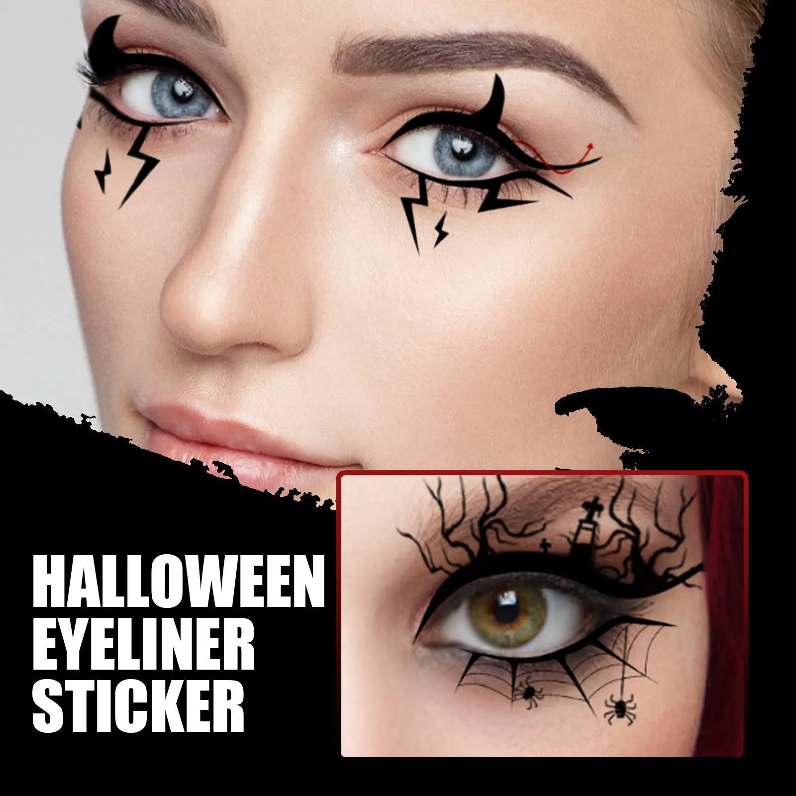 Bat spider decorative eyeliner stickers 8 pairs Halloween face makeup accessories