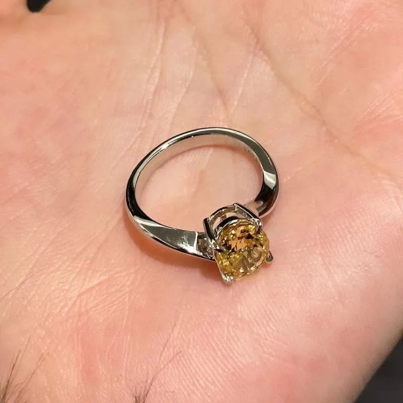 Yellow rock sugar crystal ring on copper base with Seiko treatment, women's ring sizes No 5 to No 8