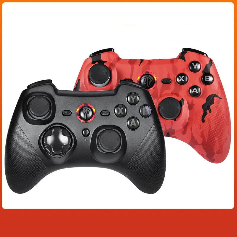 PC dual mode wireless game controller with 360° rocker and ABS construction in black