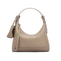 Soft genuine cowhide leather shoulder bag in urban simplicity style with visible sewing thread detailing