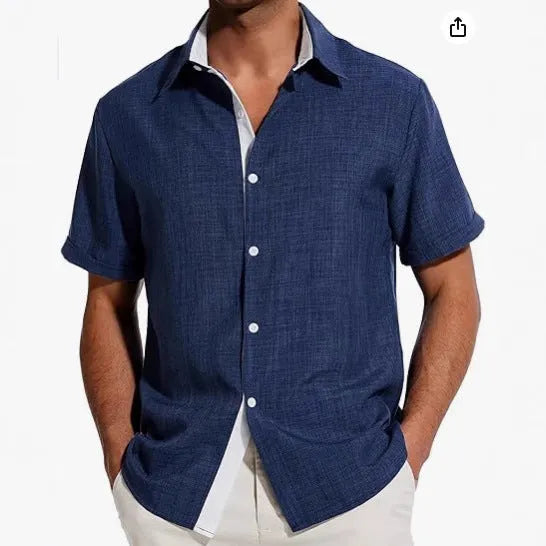 Men's short-sleeved floral print shirt in polyester fabric available in multiple colours and sizes