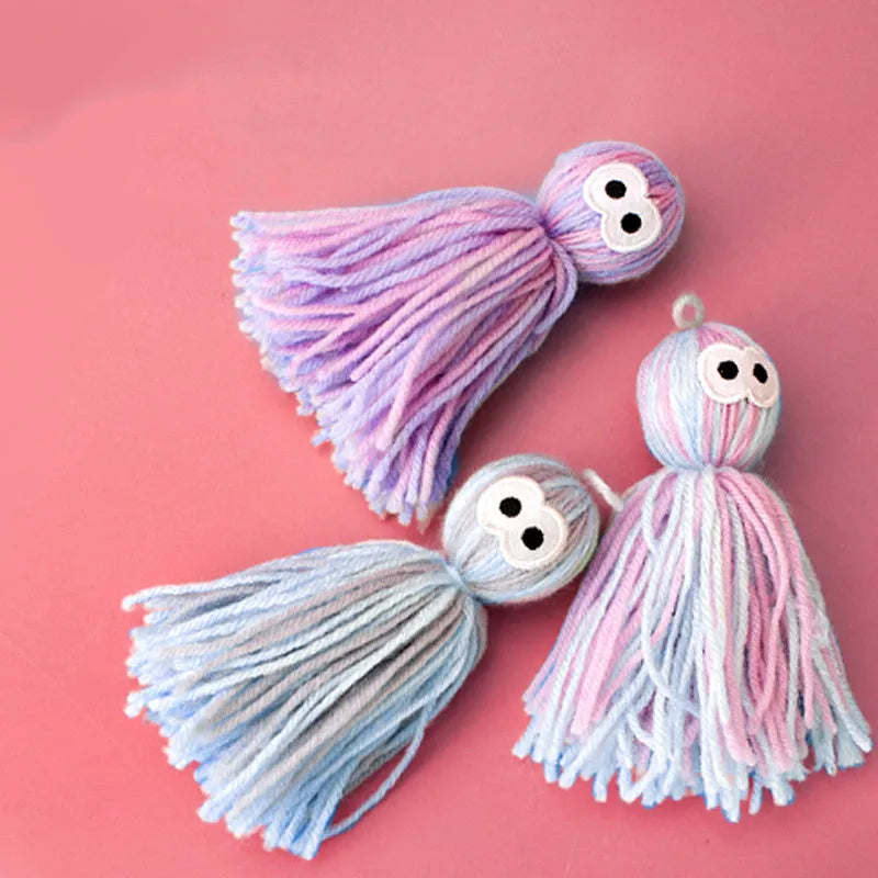 Cat toy set with blue grey wool ball and teaser stick for interactive play