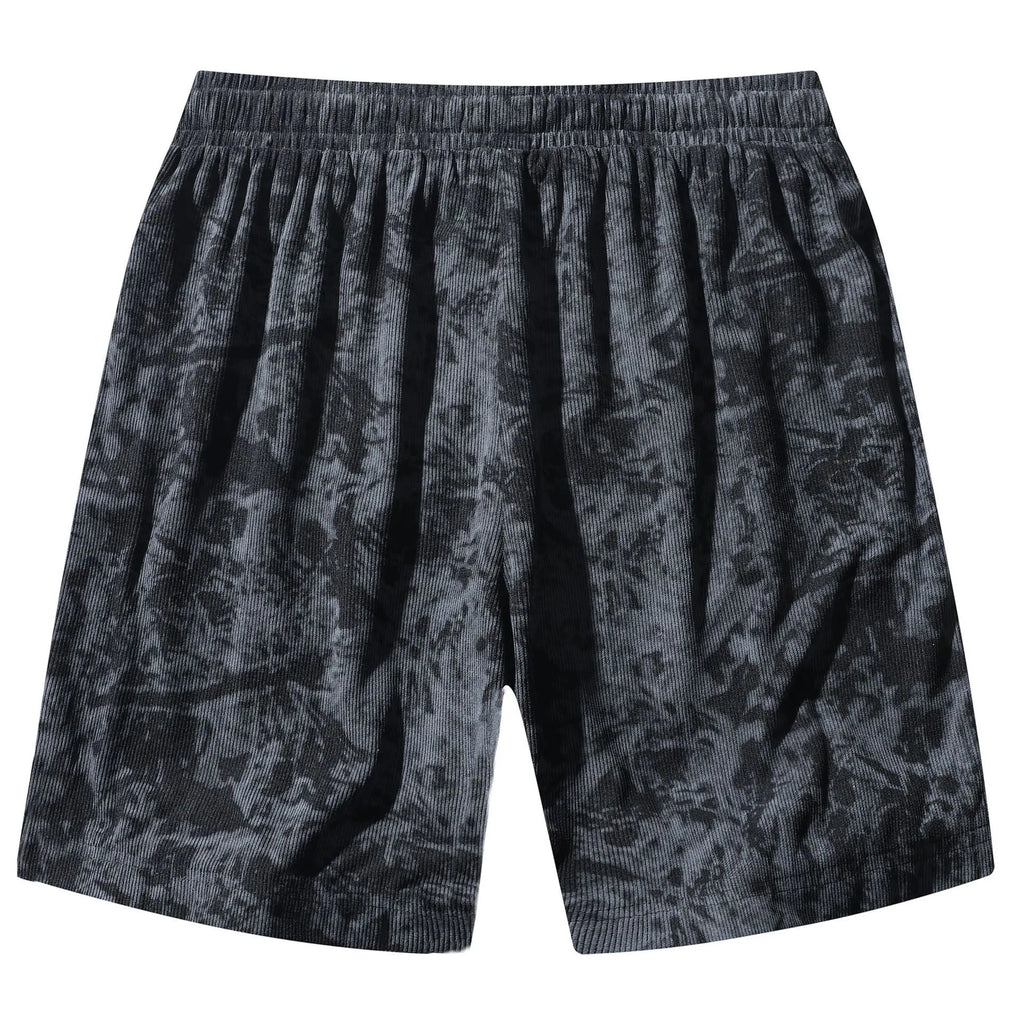 Men's camouflage pattern corduroy athletic shorts with straight leg and high waist design