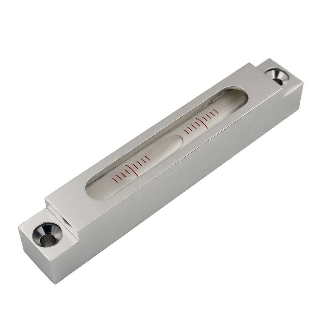 Mini spirit level with metal frame and glass vial for precision machine tool measurement