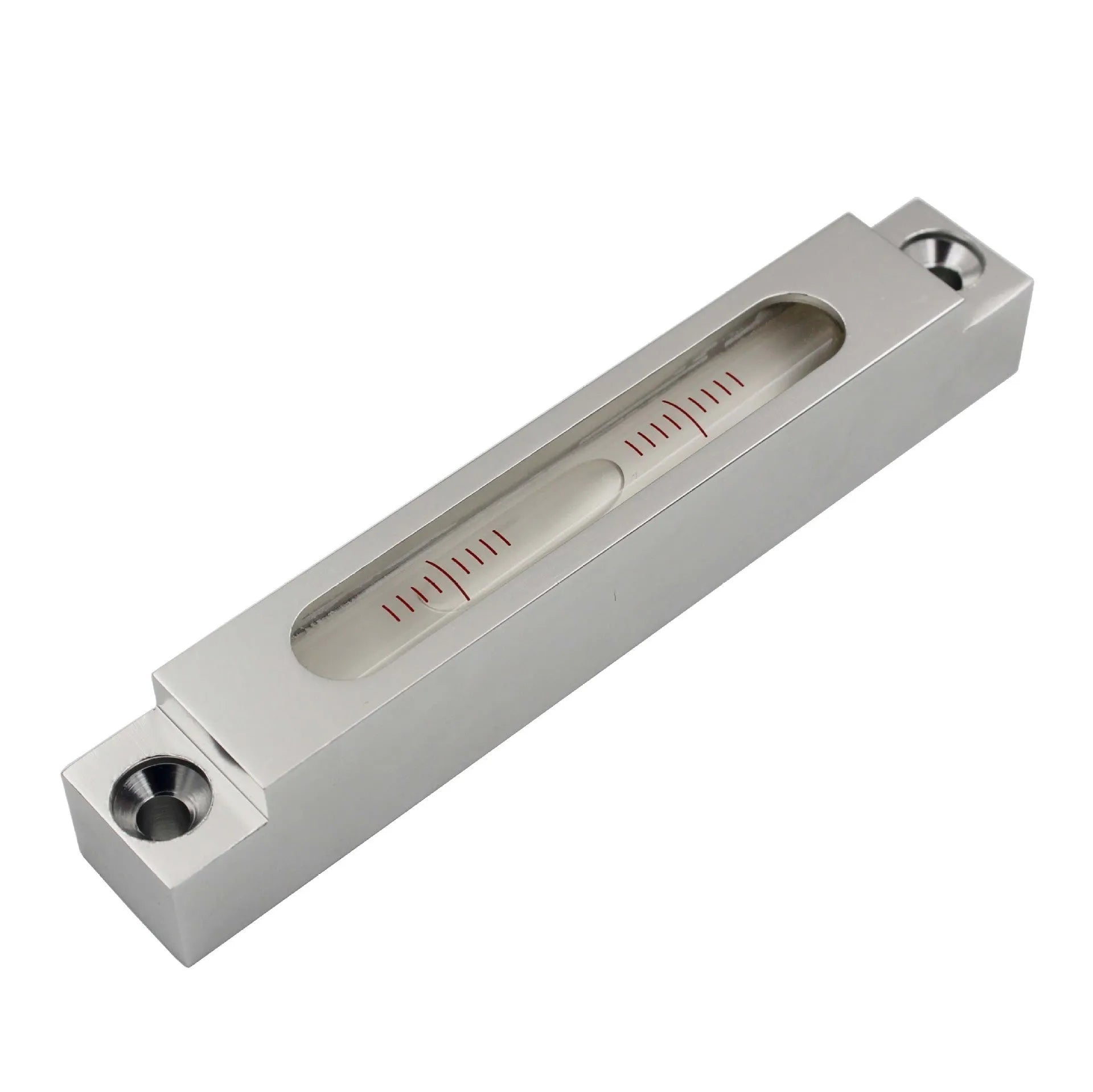 Mini spirit level with metal frame and glass vial for precision machine tool measurement