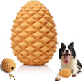 Pine cone shaped natural rubber dog chew toy with textured surface for dental care