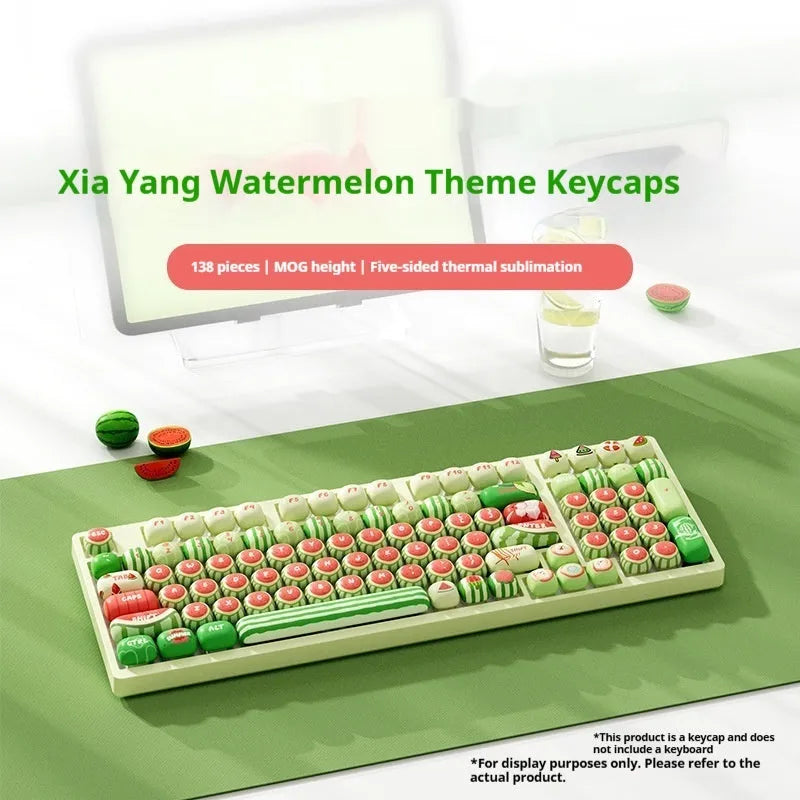Watermelon theme mechanical keyboard key caps with blue colour and summer design on PBT plastic