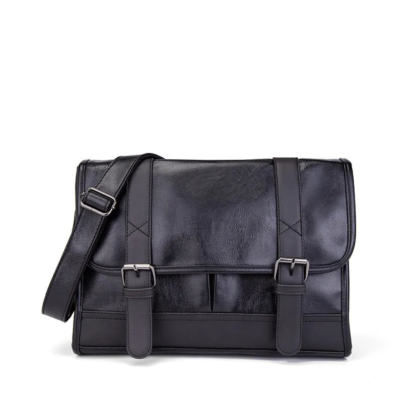 Black Korean-style men's anti-theft commuter backpack with sewing thread detailing