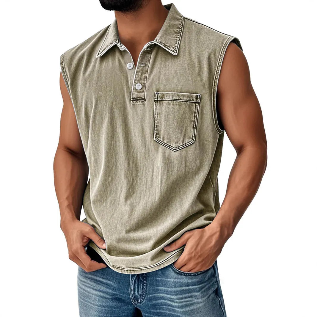 3D digital printed men's button polo shirt short sleeve loose fit polyester fibre leisure top