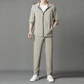 Korean style sun protective clothing suit in gray, loose hooded design with slit pockets