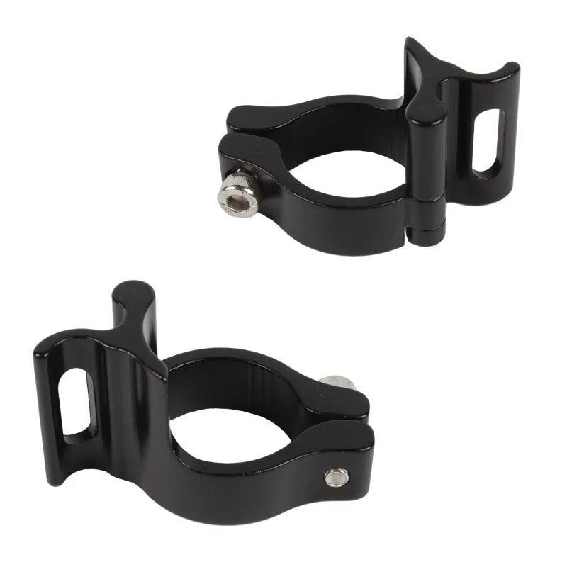 Black aluminium alloy vehicle clamp ring with a 28.6mm diameter for cable management.