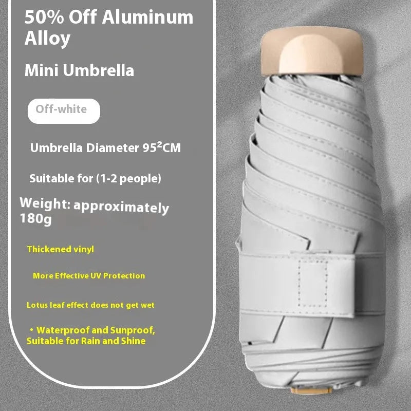 Compact five-fold gradient vinyl umbrella open showing navy blue colour and alloy frame