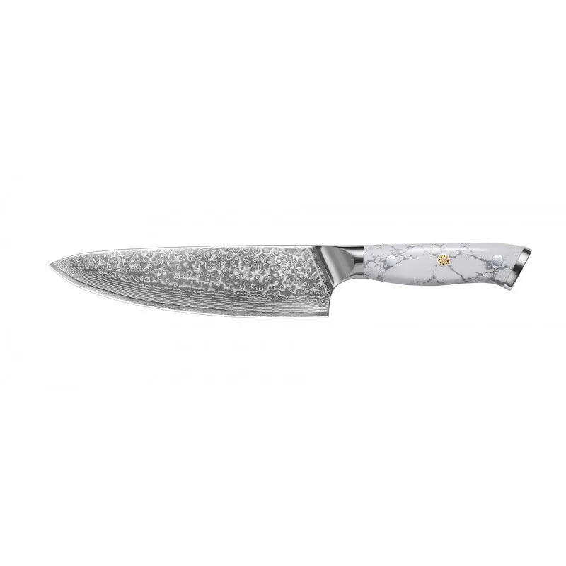 Damascus pattern combined chef's knife with VG10 steel blade, 21cm blade length