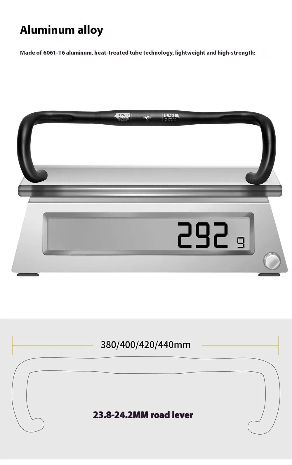 Black aluminium alloy road bike racing small bent handlebar 31.8mm clamp width option UNO marks