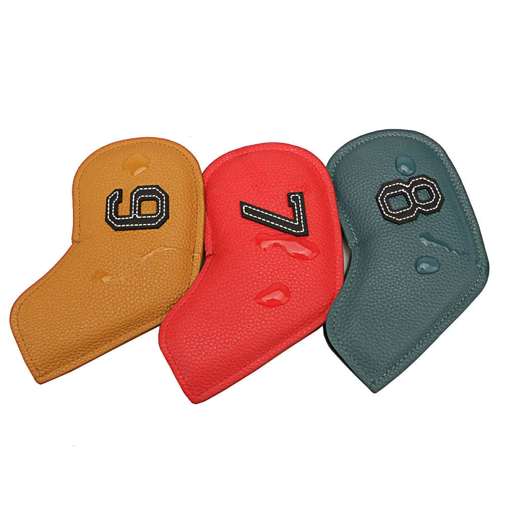 10-piece digital print golf club head cover set with colourful designs for driver and iron protection