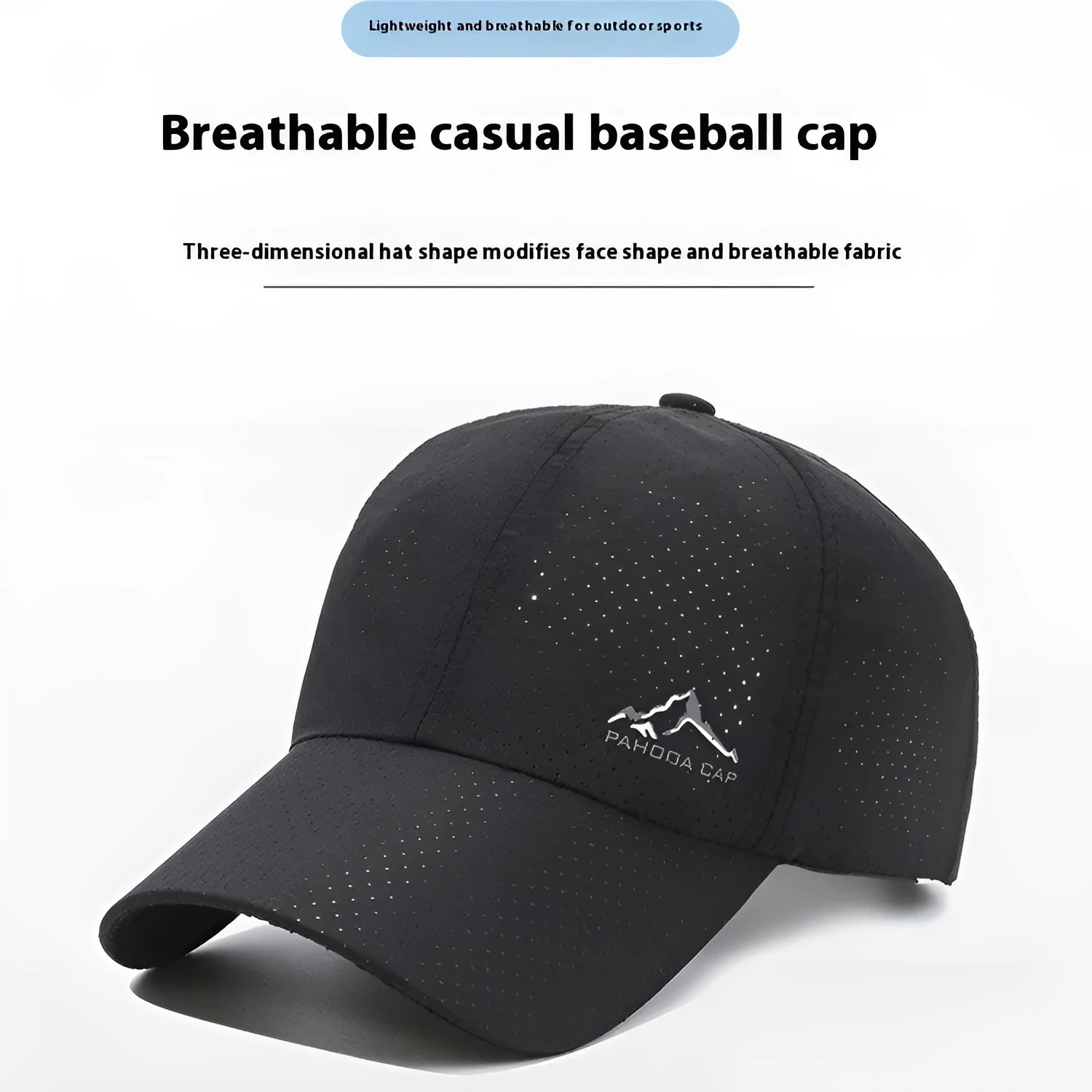 Korean-style adjustable baseball cap in polyester fabric for summer sun protection.