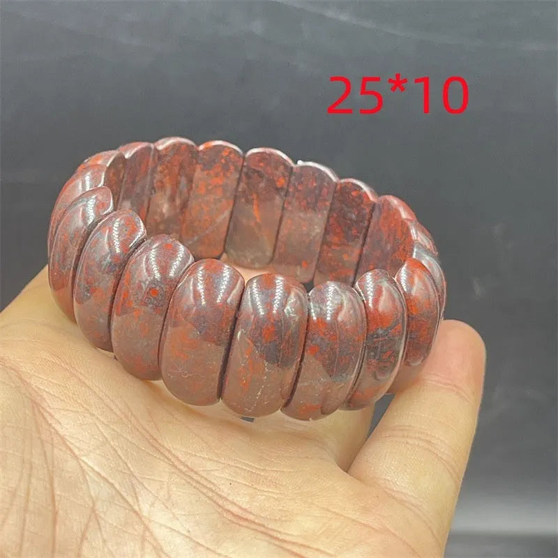 Bloodstone meteorite bracelet for men and women in natural quartz rock jade, modern simplicity style